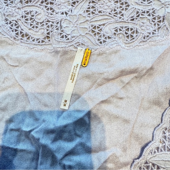 Free People Bodysuit Womens Medium Pink-Purple Lace Long Sleeve - Picture 4 of 8